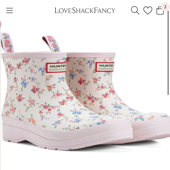 Hunter LoveShackFancy Play Short Rain Boot Sunrise Patchwork confetti bloom 8 - Picture 3 of 4